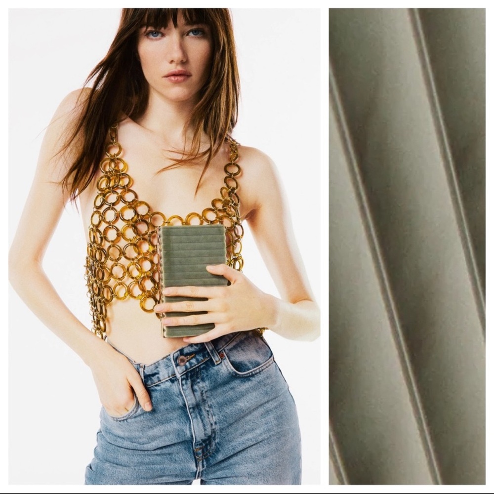 Zara green methacrylate chain box bag